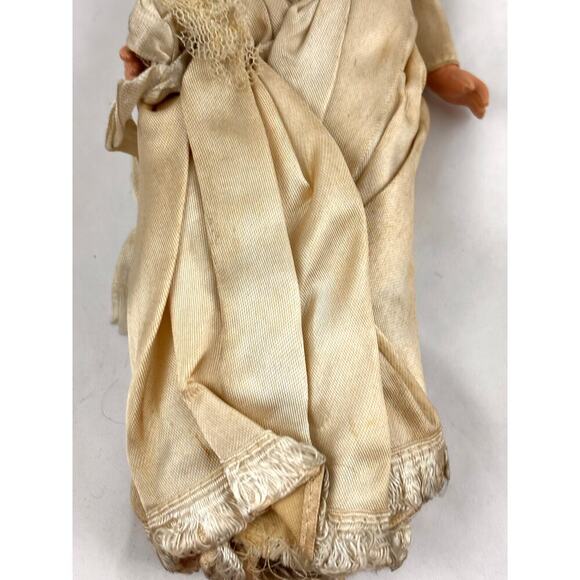 Vintage Bisque Bride Doll 11" Brunette Blue Eyes 1930s-1940s RARE - Picture 6 of 16